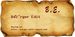 Bürger Edit névjegykártya