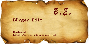 Bürger Edit névjegykártya